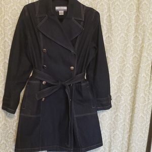 Dark denim trench coat